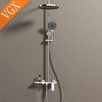 Conjunto de sistema de chuveiro vgx, torneira de chuveiro de banheiro, conjunto de chuveiro de 3 vias, guindaste misturador de chuveiro com chuveiro de mão, dourado e preto