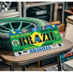 Sinal de placa de alumínio - Tema Brasil, Decoração de carro retrô, Design Rio de Janeiro e Brasilia, Casa divertida, Bar, Café ou Ga