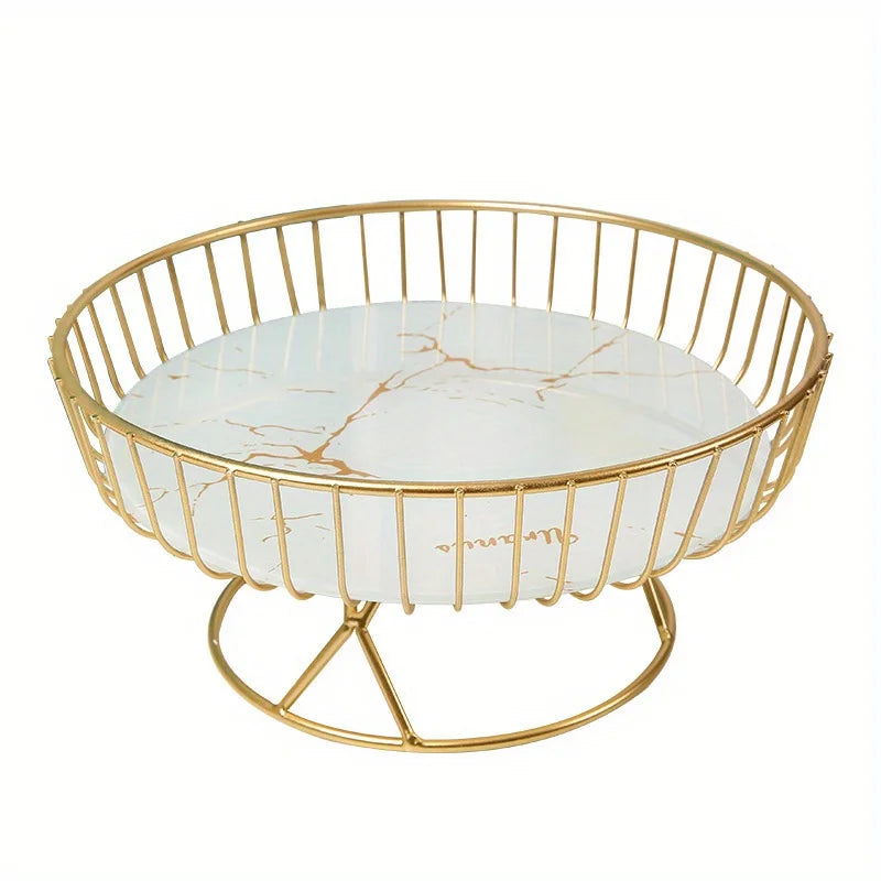 Fruteira em Metal com Design Geométrico