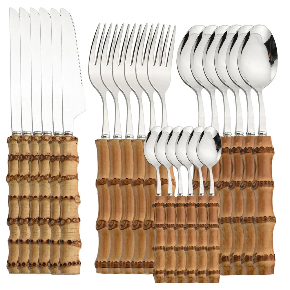 Conjunto de Talheres de Bambu Natural