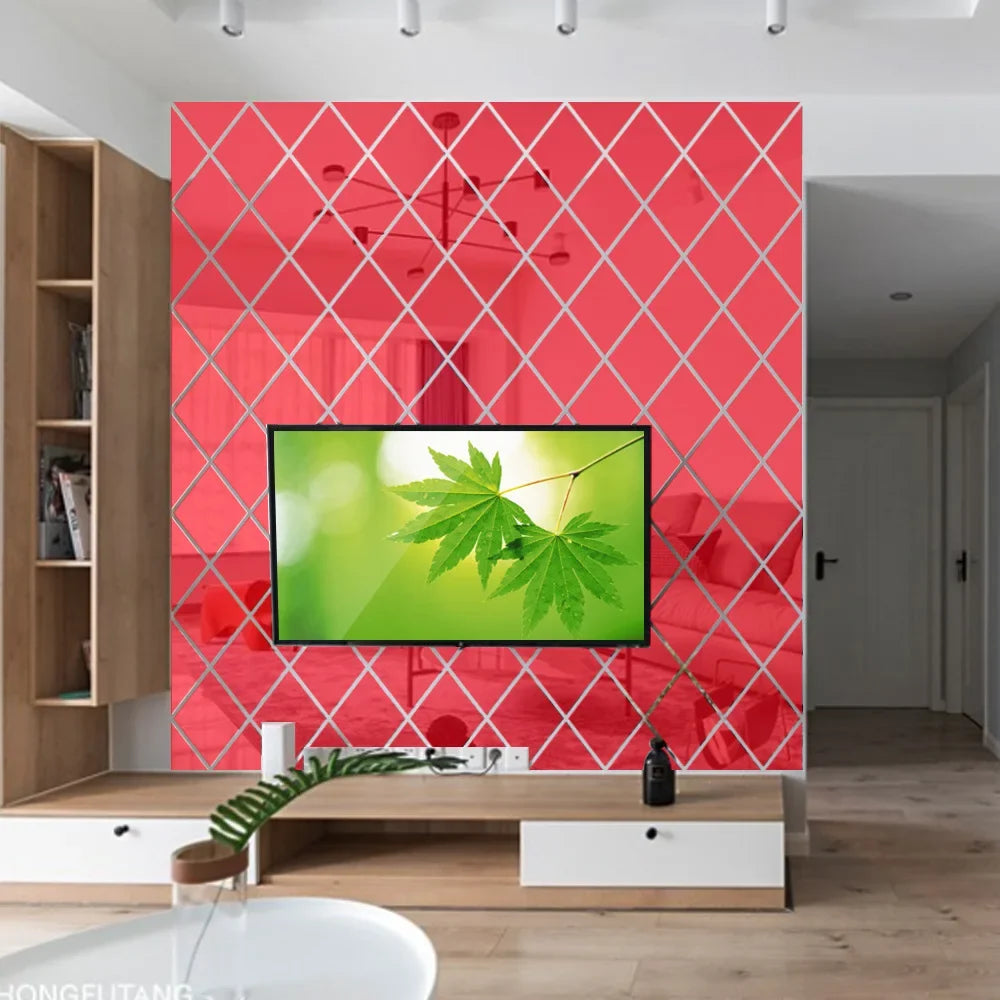 Espelho 3D Acrílico Auto-Adesivo para Decoração de Parede