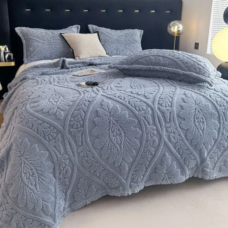 Cobertor estampado floral 3d estilo europeu, cobertor grosso de lã coral para adultos no inverno, quente, fácil de manter, colcha de ar condicionado