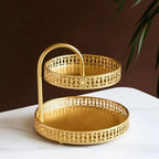 Bandeja Nórdica para Doces, Suporte de Armazenamento de Camada Dupla, Bandeja de Metal para Frutas e Doces, Decoração para Sala de Estar e Mesa de Recepção, Bandeja para Joias