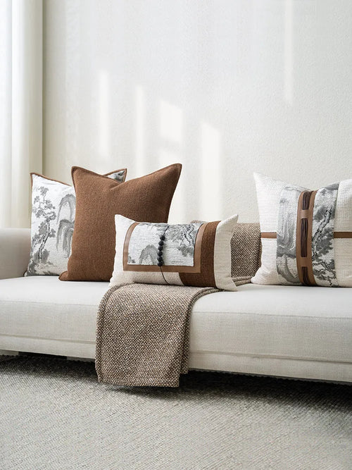 Xipin New Chinese Sle Modern Sofa Pillow Mountain Water Lacape Painting Lightweight Luxury Combination Folk Home Pillow