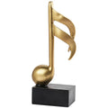 Estatuetas Decorativas de Notas Musicais em Resina Dourada