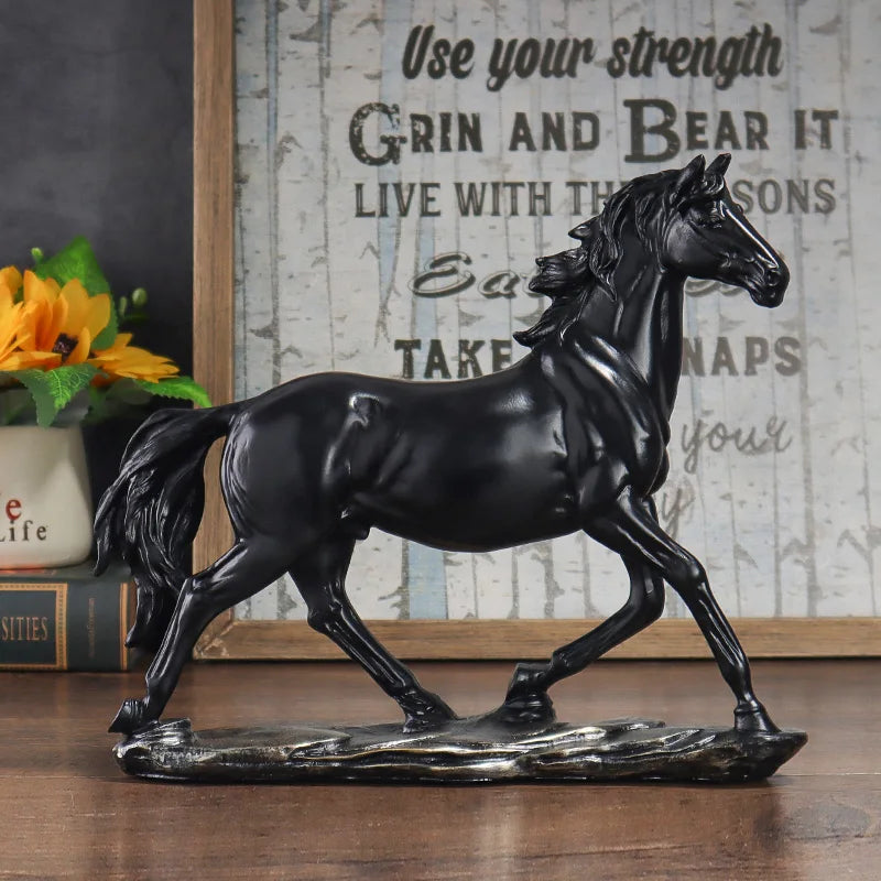 Escultura de cavalo de resina vintage estilo chinês, decoração de casa para quartos, estudos e mesas de escritório, colecionáveis de arte