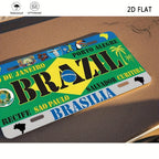 Sinal de placa de alumínio - Tema Brasil, Decoração de carro retrô, Design Rio de Janeiro e Brasilia, Casa divertida, Bar, Café ou Ga
