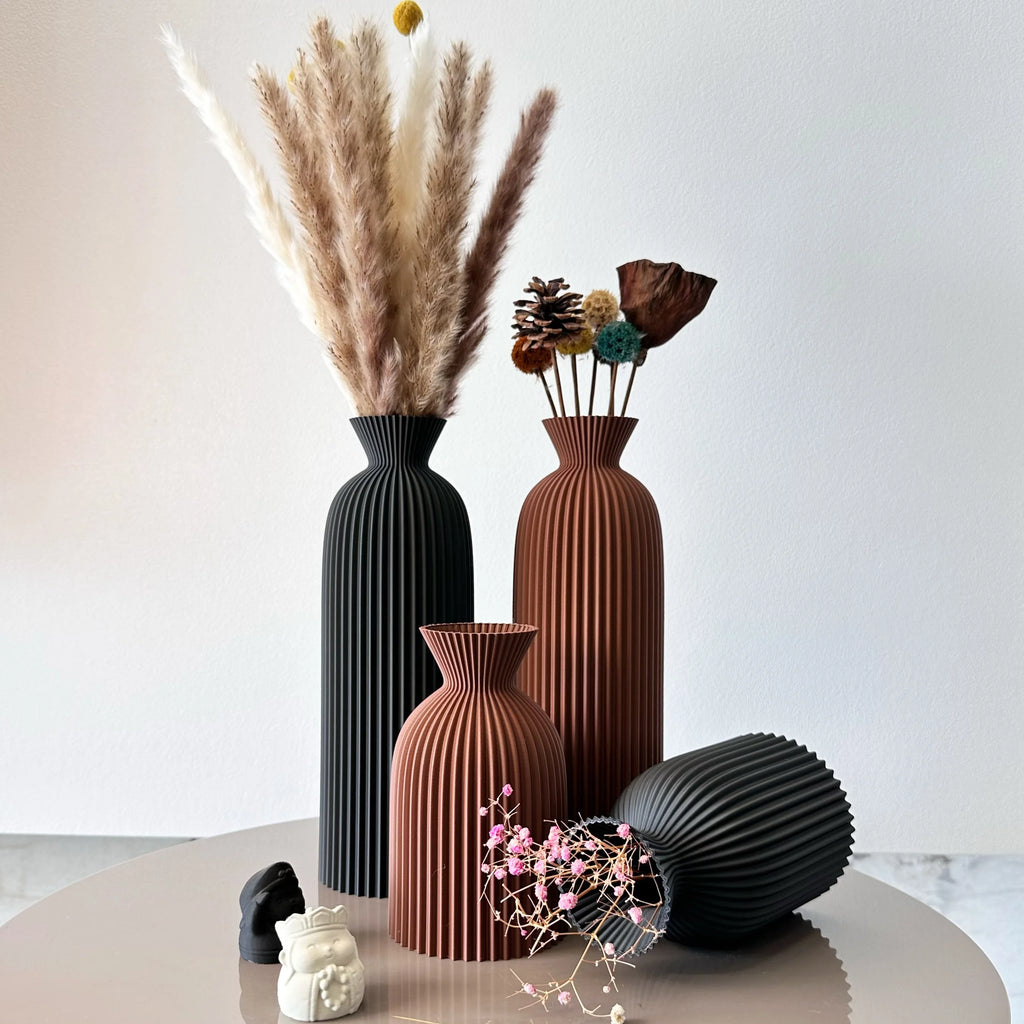 Conjunto de 2 peças de vaso seco de arte com padrão ondulado, vaso de flores secas, adequado para vaso de decoração de mesa de casa, vaso de decoração de foyer, vaso de flores secas, ornamento de vaso de decoração de escritório, melhor presente de feriado