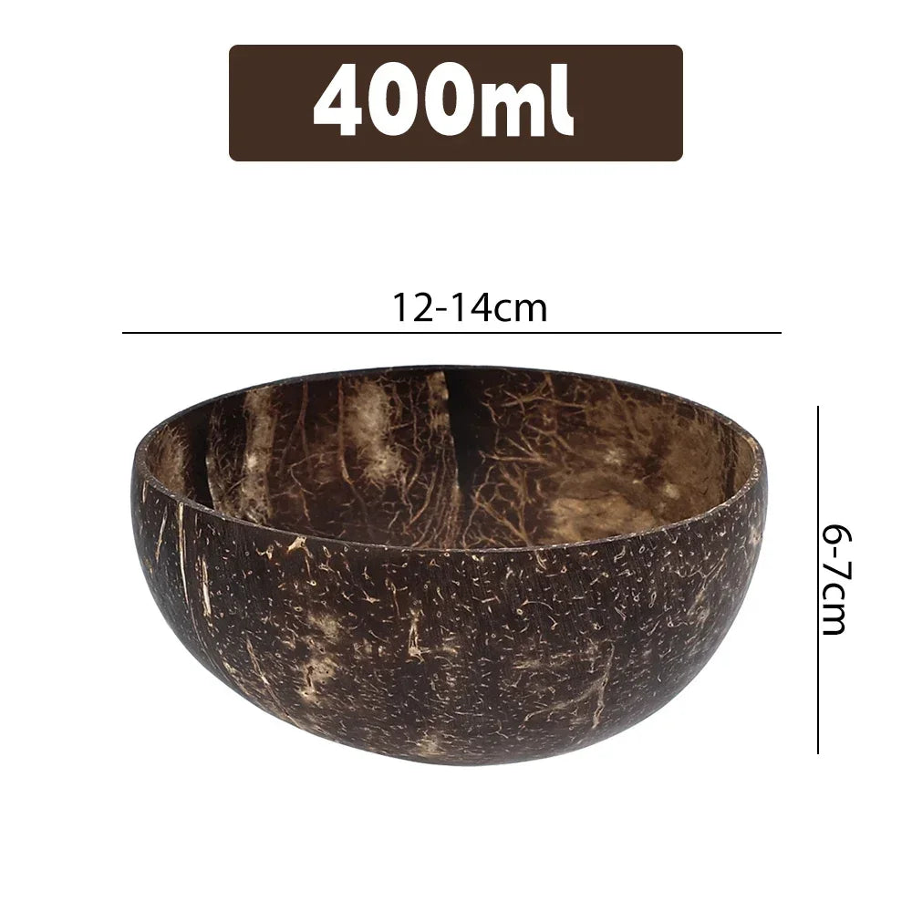 Tigelas de Coco Natural Reutilizáveis com Colher