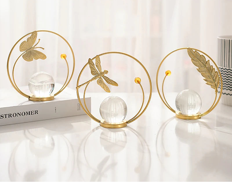 European Home Furnishings TV Cabinets Creative Decorations Living Room Foyer Light Luxury Desktop Iron Crystal Ball Ornaments