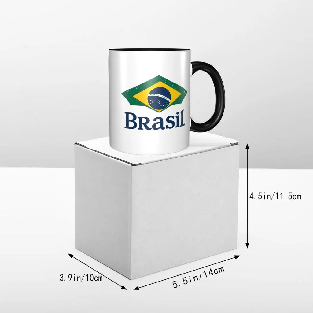 Caneca Engraçada com a Bandeira do Brasil, Canecas de Cerâmica para Café e Chá, Presente para Amigos