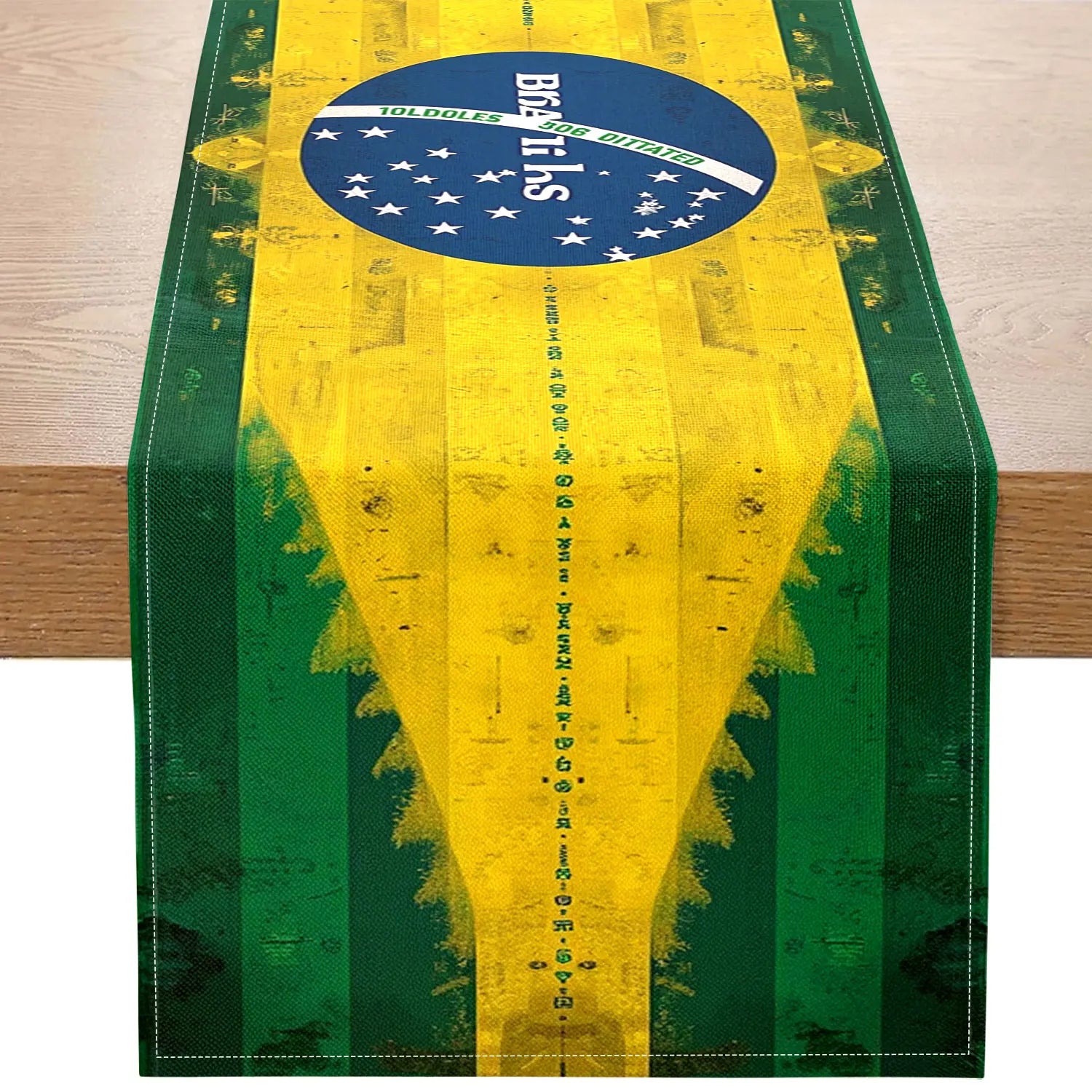 1 pedaço de bandeira de mesa temática de estilo brasileiro, elementos de bandeira brasileira e padrões característicos, adequado para festas temáticas culturais brasileiras, decorações de eventos de férias, decorações de restaurante de estilo sul-americano, atividades de troca cultural, barracas especiais de mercado criativas