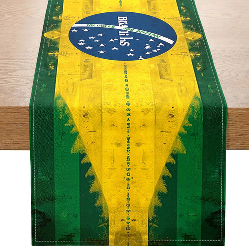 1 pedaço de bandeira de mesa temática de estilo brasileiro, elementos de bandeira brasileira e padrões característicos, adequado para festas temáticas culturais brasileiras, decorações de eventos de férias, decorações de restaurante de estilo sul-americano, atividades de troca cultural, barracas especiais de mercado criativas