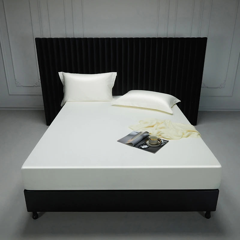 1000TC Egyptian Cotton Fitted Sheet Solid Color Bed Sheet Mattress Cover Elastic Band Fitted Sheet 160x200 180X200 Fit Sheet 1Pc