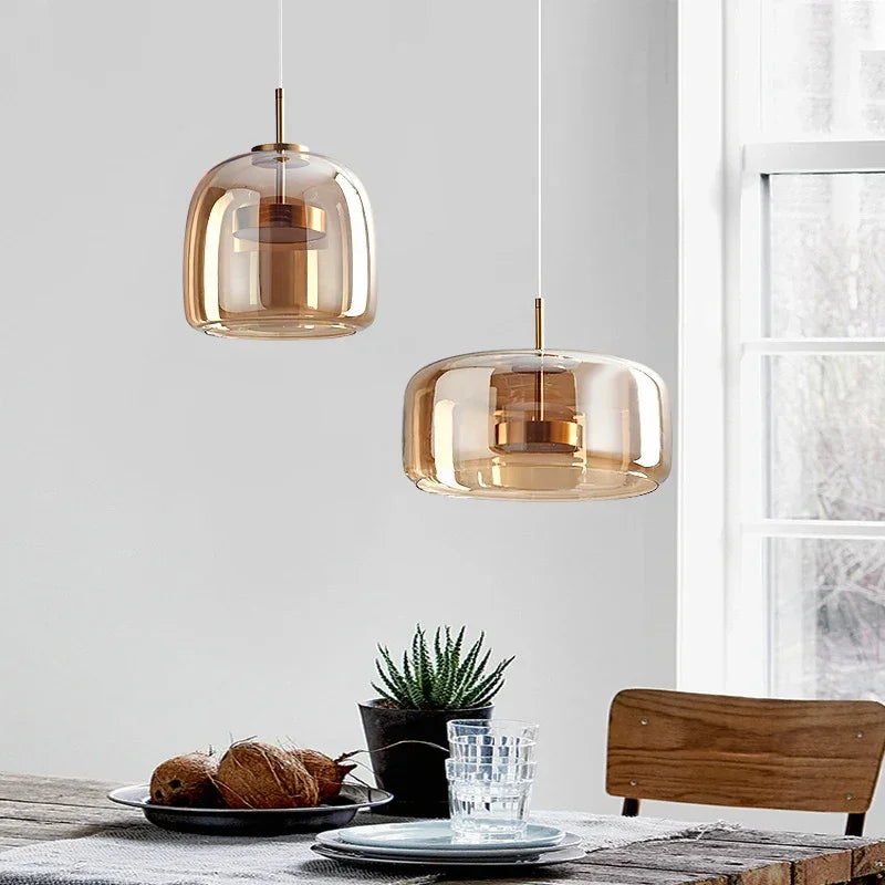 Nordic LED Glass Pendant Light Simple Modern Restaurant Bar Counter Coffee Shop Bedside Interior Decoration Lighting Fixtures