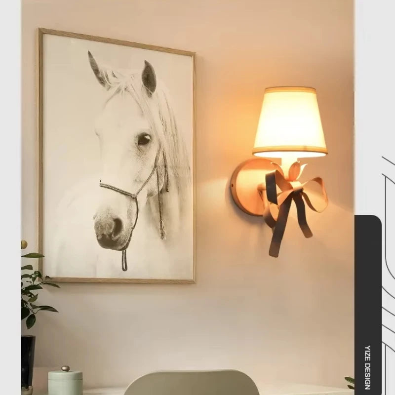 Moderno simples luz de luxo e14 bowknot lâmpada parede sala estar quarto menina princesa crianças luzes do quarto