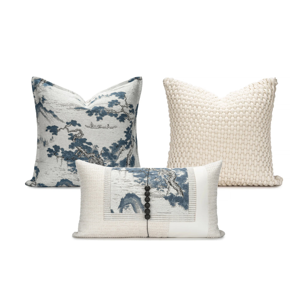 Almofada Elegante com Estampa Paisagem Chinesa