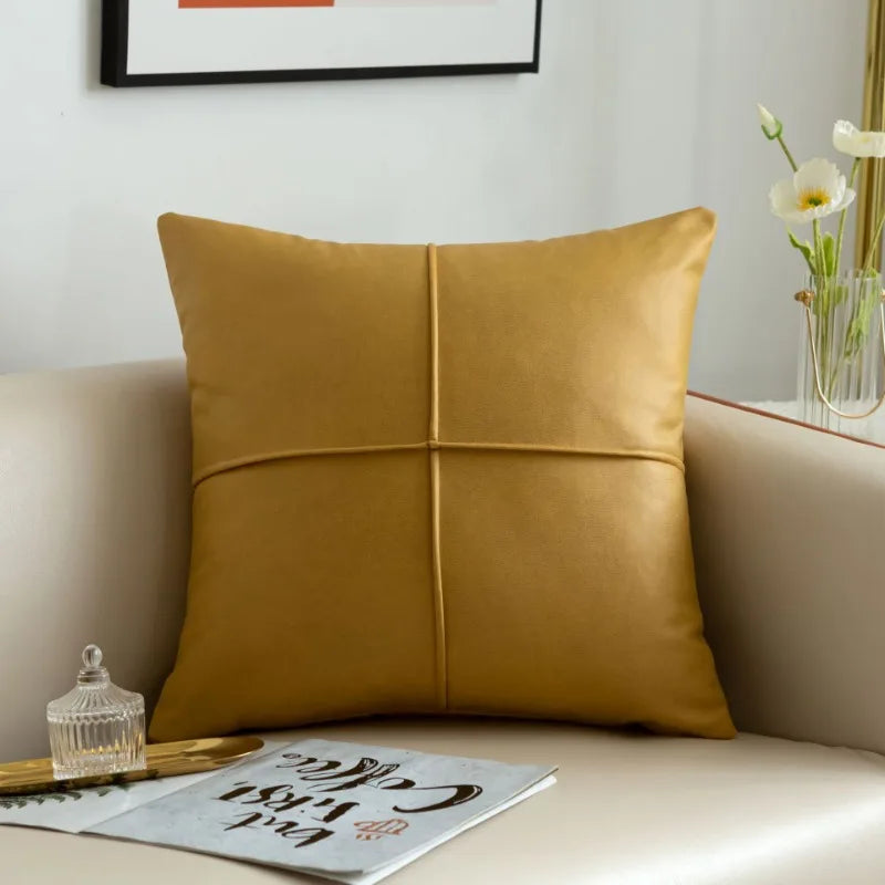 light luxury simulation leather thickened technology cloth waterproof throw pillow living room sofa cushion rectangular pillow