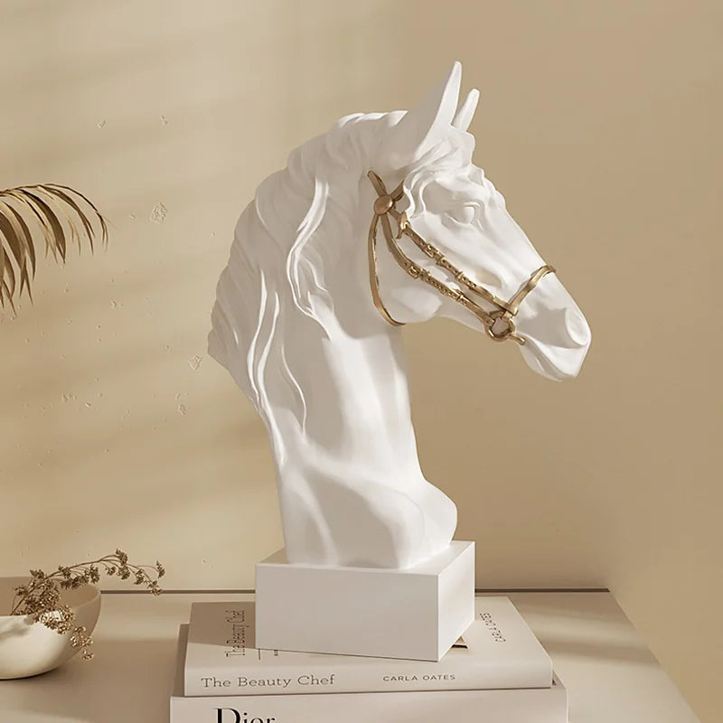 Galloping Horse Head Resin Sculpture Statue Modern Abstract Home Decor Office Desk Art Piece Elegant Gift for Equestrian Lovers