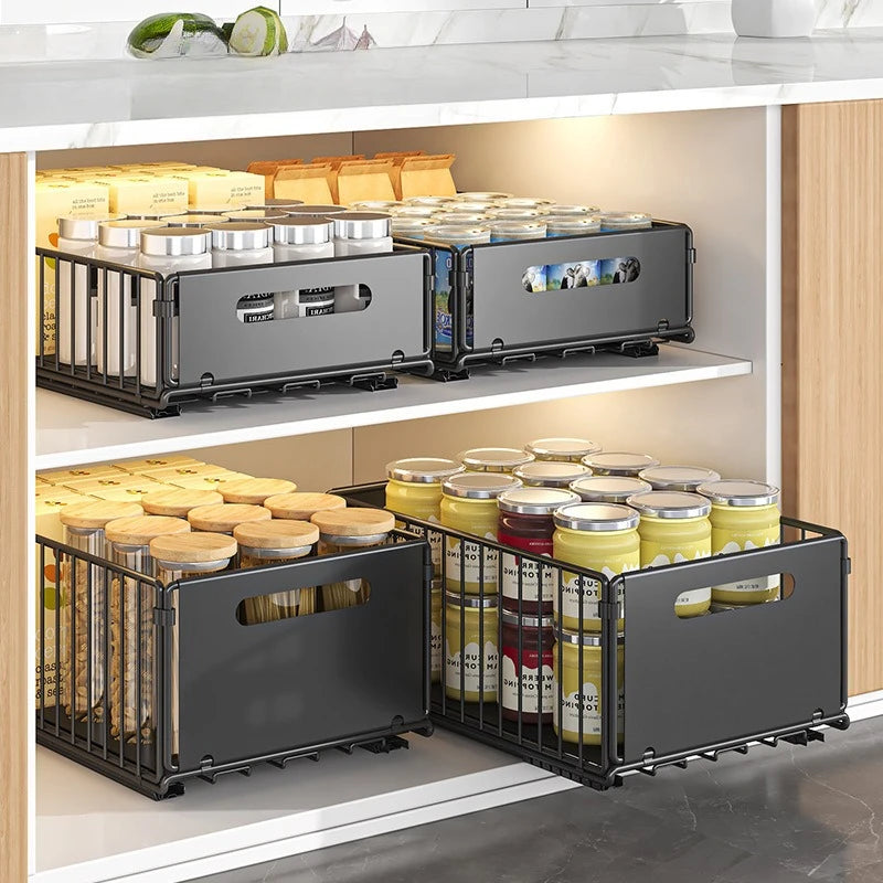 Kitchen Storage Rack Home Seasoning Sorting Rack Bathroom Deep Cabinet Storage Cabinet Internal Basket Pull-out Storage Box