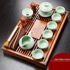 Venda quente Yixing cerâmica kung fu conjunto de chá bandeja de chá de madeira maciça bule 27 peças terno de chá cerimônia de chá chinês