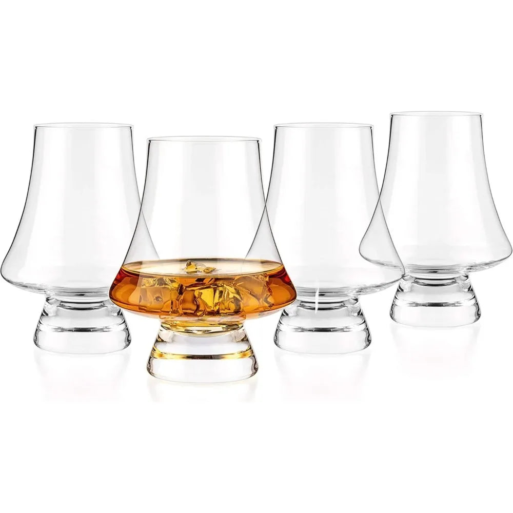 Whiskey Crystal Glass Set, 4 Pack Tasting Glass 9 Ounces Clear Lead Free Wine Glass Bar Party Wedding Drinking Glassware