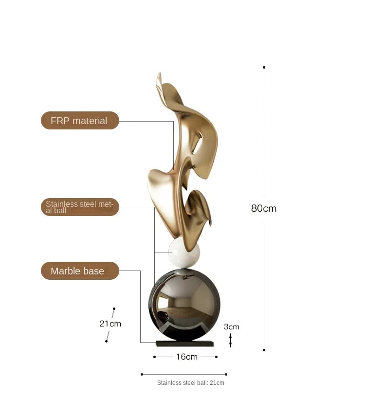 Escultura Geométrica de Luxo para Decoração Moderna