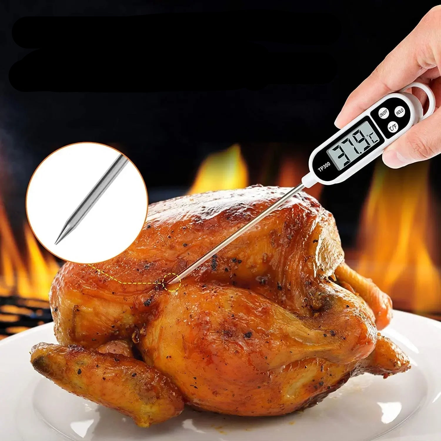 Digital Kitchen Thermometer Instant Read Meat Temperature Probe for Cooking BBQ Food LCD Display