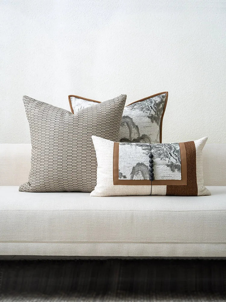 Xipin New Chinese Sle Modern Sofa Pillow Mountain Water Lacape Painting Lightweight Luxury Combination Folk Home Pillow