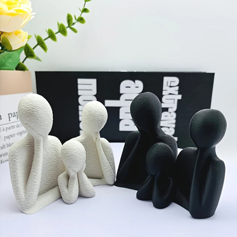 A Cozy 3D Ornament for a Family of Three, Abstract Minimalist Art Couple Decoration, Statue of Parents and Son, Light Luxury Home Desktop Decoration for Wine Cabinet, Living Room, Entrance, and Tv Cabinet, Is a Perfect Gift for Mom, Wife, or Friends