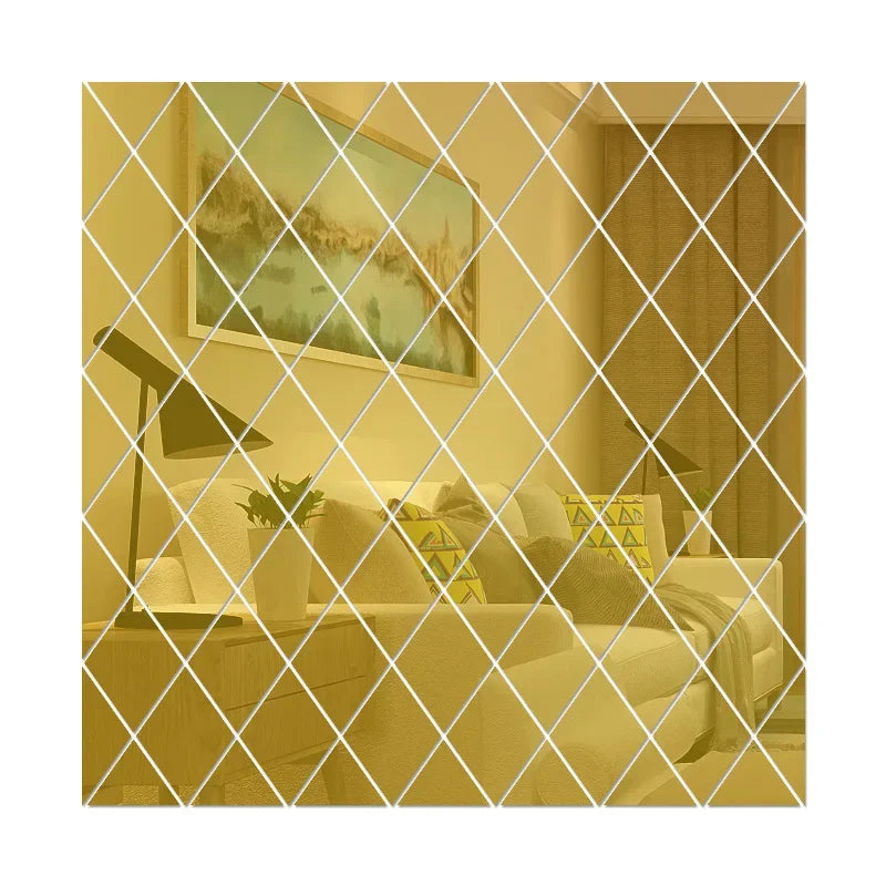 Espelho 3D Acrílico Auto-Adesivo para Decoração de Parede