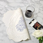 Tapete de jantar esculpido em silicone, padrão retrô, tapete de mesa floral para mesa de jantar, cozinha, café, utensílios de mesa, à prova d'água