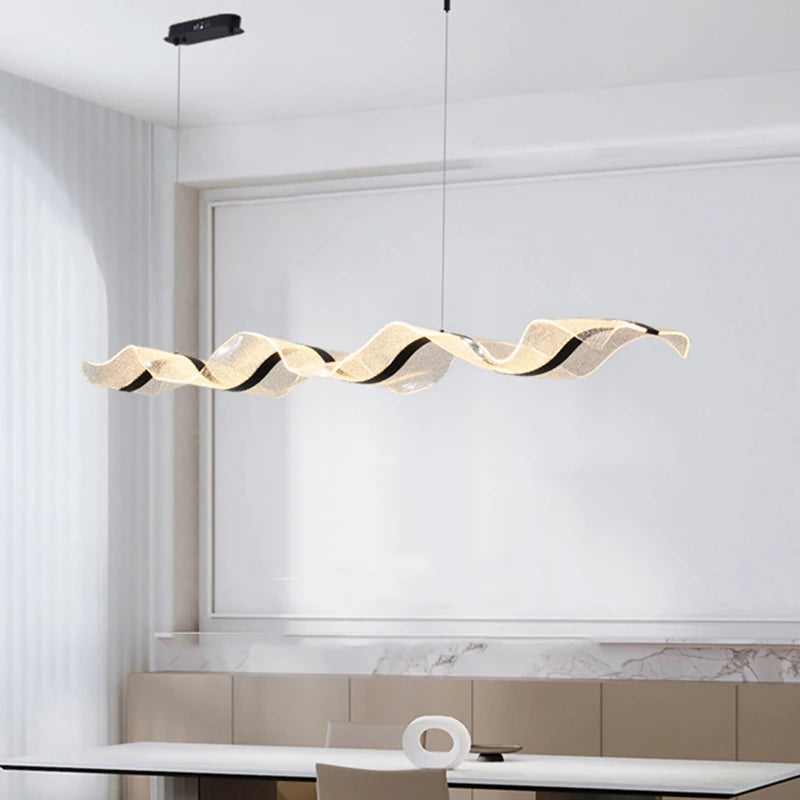 Nordic criativo led lustre design onda longa luzes pingente restaurante bar lâmpada sala de jantar decoração casa pendurado luminária