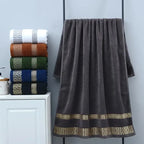 2pcs Set Black Bathroom Towel Sets 100% Cotton Embroidered Bathroom Towel Christmas Gift Sport Towel Sets Home Hotel Use 수건 세트