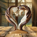 Escultura de cavalo 2d estátua de cavalo de madeira aconchego pose animal ornamento exibição de mesa para local de trabalho casa berçário prateleira