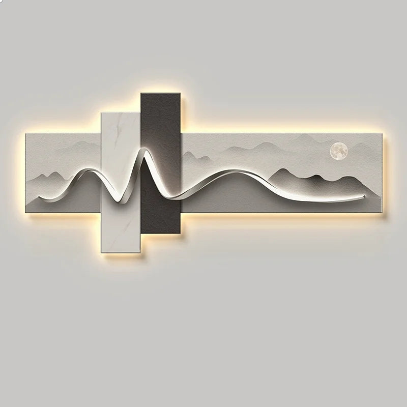 Luz moderna de luxo estilo wabi sabi led pintura decorativa decoração para casa sala estar quarto sofá tv fundo mural luz
