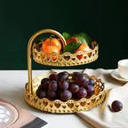 Bandeja Nórdica para Doces, Suporte de Armazenamento de Camada Dupla, Bandeja de Metal para Frutas e Doces, Decoração para Sala de Estar e Mesa de Recepção, Bandeja para Joias