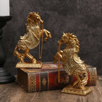 Estátua de cavalo de resina elegante – Majestic Golden, perfeita para decoração de casa e escritório, ideal para sala de estar, entrada e gabinete Disp