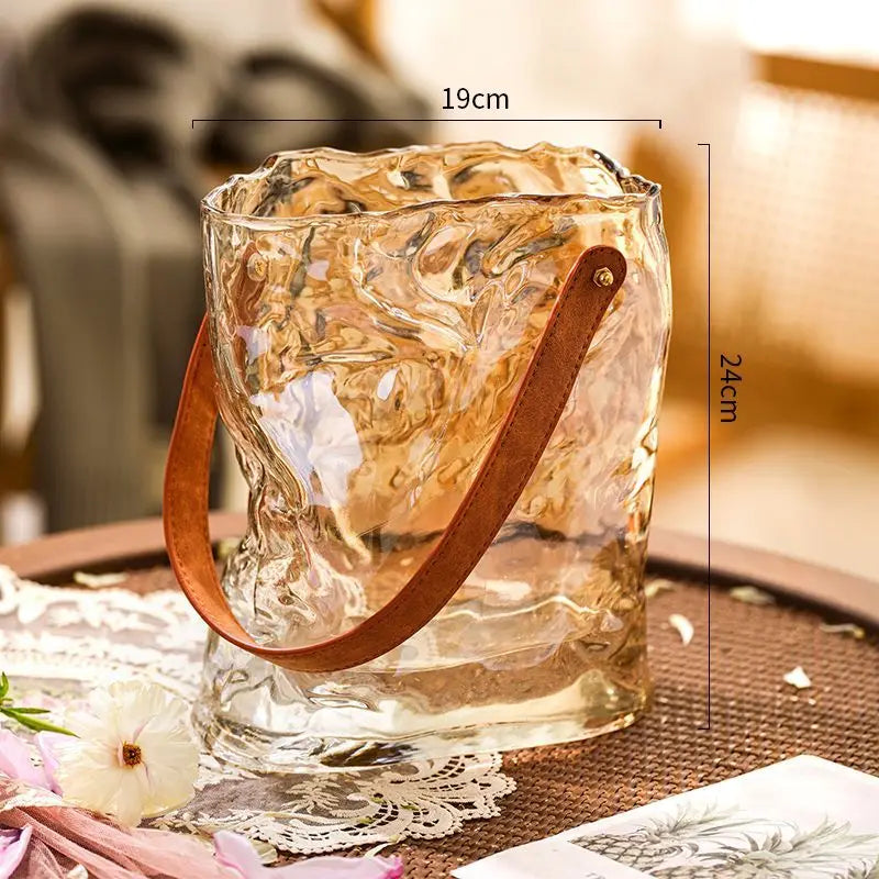 Vaso de Vidro Criativo de Luxo para Arranjos Florais na Sala de Estar - Decoração Elegante de Plantas Hidropônicas com Cultura Aquática
