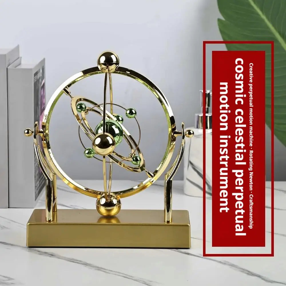Máquina de movimento perpétuo de pêndulo de órbita celestial, decoração de mesa de arte cinética, modelo de astronomia para escritório doméstico, escultura rotativa