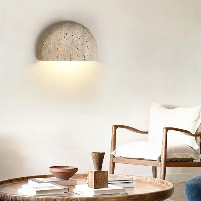 Wabi-sabi stone retro living room wall porch corridor homestaycafe atmosphere bedroom bedside wall lamp