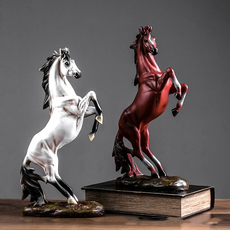 Escultura de cavalo estilo europeu, estátua de animal de resina, decoração, lembrança, presente, sala de estar, escritório, estudo, decoração de mesa