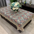 Toalha de Mesa Elegante com Renda Floral Bordada