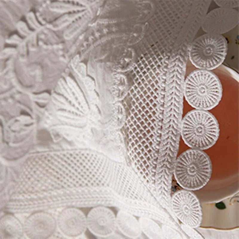 Luxury Lace Tablecloth For Living Room Bedroom Cover Table Party Table Cloth American White Embroider Table Decoration