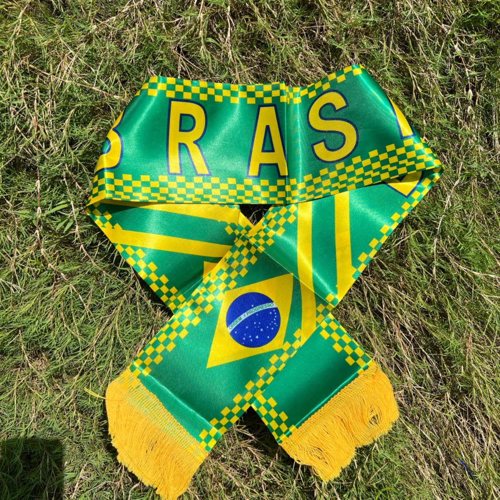 Lenços com bandeira do brasil, 14x130cm, cachecol com bandeira do brasil, cachecol para fãs, cachecol da copa do mundo, decoração de férias esportivas
