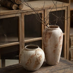 Vaso de flores de cerâmica moteado branco retrô elegante - Design requintado cria uma atmosfera elegante, adequado para várias flores, textura moteada exclusiva adiciona beleza clássica, perfeito para decorar espaços em casa ou no escritório
