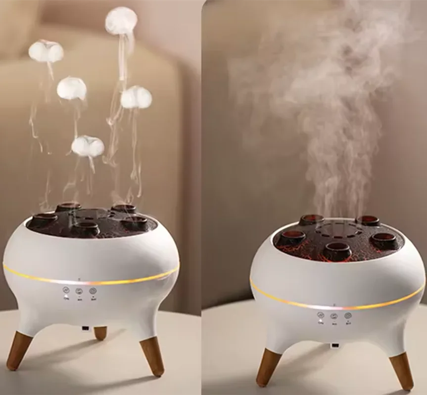 Umidificador de ar dinâmico de água-viva 250ml difusor de óleo essencial umidificador de quarto com controle remoto com 7 luzes noturnas coloridas