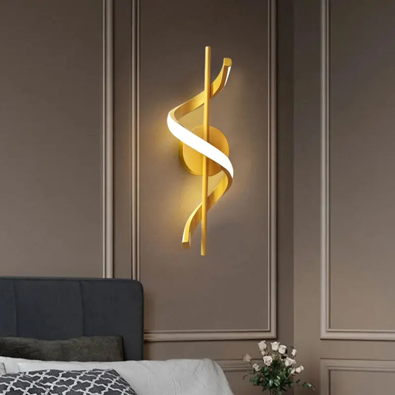 LED Wall Lamp Nordic Bedroom Bedside Minimalist Sconce Black White Gold Decorative Lighting Living Room Corridor Indoor Fixtures