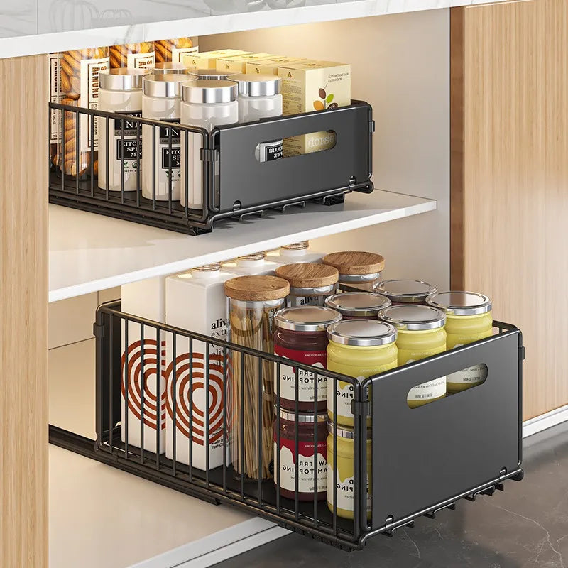 Kitchen Storage Rack Home Seasoning Sorting Rack Bathroom Deep Cabinet Storage Cabinet Internal Basket Pull-out Storage Box