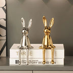 1 pçs cerâmica orelhas compridas sentado coelho quarto ornamentos estátua de luxo acessórios de decoração para casa high-end arte estética
